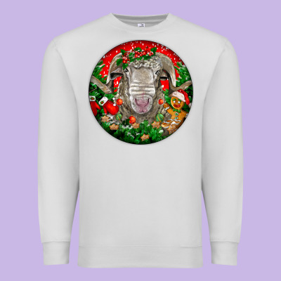 Christmas Rambouillet Sheep Premium Sweatshirt Designed By Lillyallendesigns