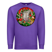 Purple christmas rambouillet sheep Premium Sweatshirt - LillyAllenDesigns