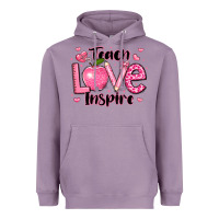 Lavender teach love inspire teacher valentines day Heavyweight Hoodie - LillyAllenDesigns