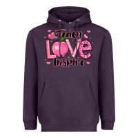Plum teach love inspire teacher valentines day Heavyweight Hoodie - LillyAllenDesigns