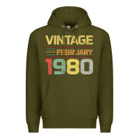 Army Green Born in 1980 Vintage February Premium Hoodie - Bettercallsaul