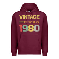 Burgundy Born in 1980 Vintage February Premium Hoodie - Bettercallsaul