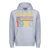 Heather Grey Born in 1980 Vintage February Premium Hoodie - Bettercallsaul