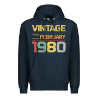 Navy Born in 1980 Vintage February Premium Hoodie - Bettercallsaul