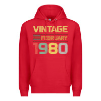 Red Born in 1980 Vintage February Premium Hoodie - Bettercallsaul