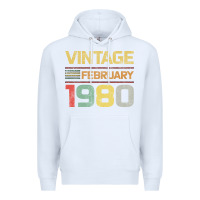 White Born in 1980 Vintage February Premium Hoodie - Bettercallsaul