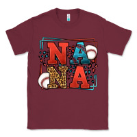 Burgundy Baseball nana leopard frame Classic Tee - LillyAllenDesigns