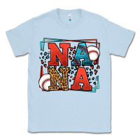Dusty Blue Baseball nana leopard frame Classic Tee - LillyAllenDesigns
