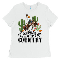 White creepin it country rodeo Ladies Tee - MaliasSmallBusiness