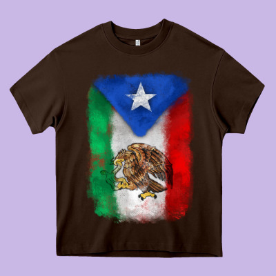 Mexico And Puerto Rico Flag Heavy Core Tee Designed By Zillion Design Studio