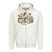 Oatmeal Heather teacher mardi gras Zipper Hoodie - MaliasSmallBusiness