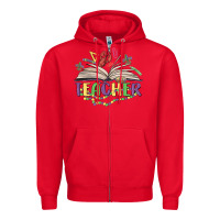 Red teacher mardi gras Zipper Hoodie - MaliasSmallBusiness