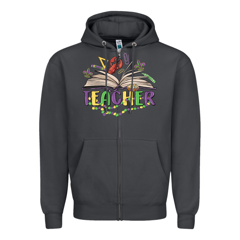 Teacher Mardi Gras Zipper Hoodie by MaliasSmallBusiness | Teevron