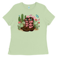 Matcha cowboy boots with cactus Ladies Tee - MaliasSmallBusiness