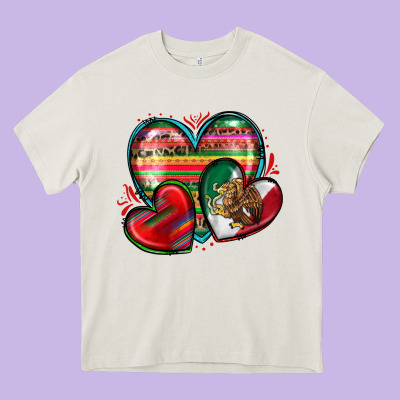 Mexican Hearts Heavy Core Tee Designed By Zillion Design Studio