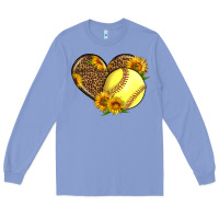 Colony Blue Softball Heart With Sunflowers Long Sleeve Tee - LillyAllenDesigns