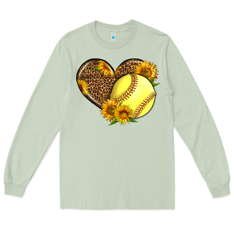 Softball Heart With Sunflowers Long Sleeve Tee by LillyAllenDesigns | Teevron
