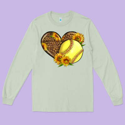 Softball Heart With Sunflowers Long Sleeve Tee Designed By Lillyallendesigns
