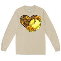 Mushroom Softball Heart With Sunflowers Long Sleeve Tee - LillyAllenDesigns