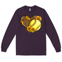 Plum Softball Heart With Sunflowers Long Sleeve Tee - LillyAllenDesigns