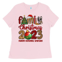 Bubblegum Pink family christmas 2023 making memories together Ladies Tee - MaliasSmallBusiness