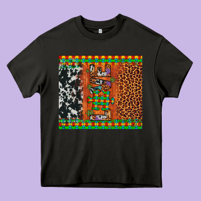 Love Autism Awareness Leopard Cowhide Heavy Core Tee Designed By Artiststas