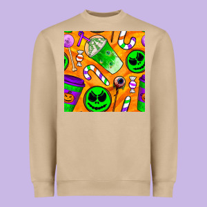 Halloween Snacks Seamless Pattern Heavyweight Sweatshirt Designed By Bundleandbundleshop