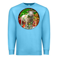 Ocean Blue christmas dorset sheep Premium Sweatshirt - LillyAllenDesigns