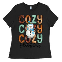Black cozy season snowman Ladies Tee - MaliasSmallBusiness