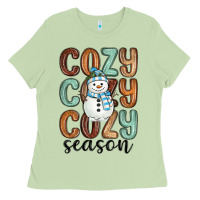 Matcha cozy season snowman Ladies Tee - MaliasSmallBusiness