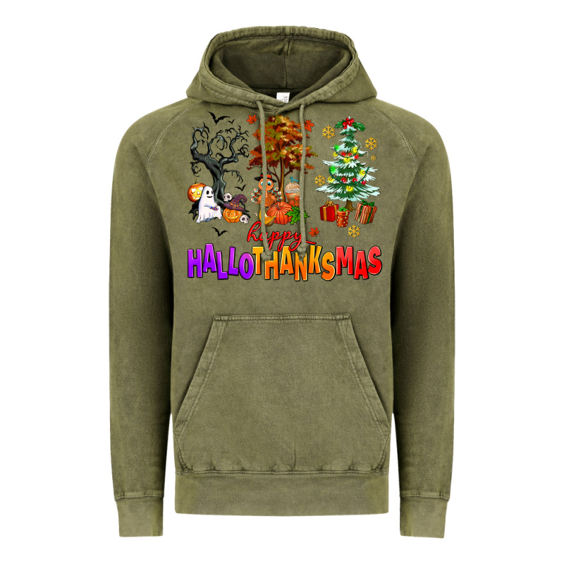 Happy Hallothanksmas Trees Vintage Hoodie by AdoDesignShop | Teevron