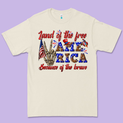 Premium Tee land of the free america because of the brave