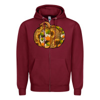 Burgundy Leopard cowhide sunflower pumpkin Zipper Hoodie - NancyCooperArtShop