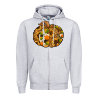 Heather Grey Leopard cowhide sunflower pumpkin Zipper Hoodie - NancyCooperArtShop