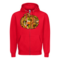 Red Leopard cowhide sunflower pumpkin Zipper Hoodie - NancyCooperArtShop