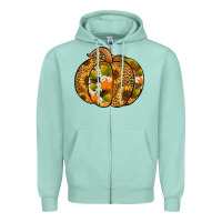 Seafoam Leopard cowhide sunflower pumpkin Zipper Hoodie - NancyCooperArtShop