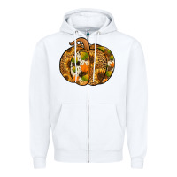White Leopard cowhide sunflower pumpkin Zipper Hoodie - NancyCooperArtShop