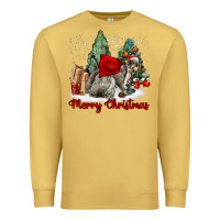 Antique Gold Merry Christmas Gray Squirrel Premium Sweatshirt - LillyAllenDesigns