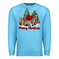 Ocean Blue Merry Christmas Gray Squirrel Premium Sweatshirt - LillyAllenDesigns