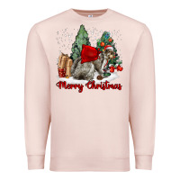 Pale Pink Merry Christmas Gray Squirrel Premium Sweatshirt - LillyAllenDesigns