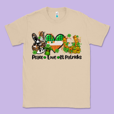Peace Love St Patricks Classic Tee Designed By Adodesignshop