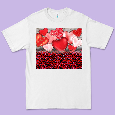 Valentine's Day Red Hearts Red Leopard Premium Tee Designed By Barkaloodesign