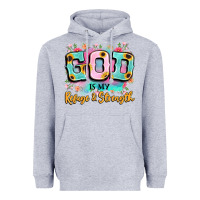 Heather Grey god is my refuge and strength Heavyweight Hoodie - LillyAllenDesigns