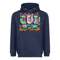 Navy god is my refuge and strength Heavyweight Hoodie - LillyAllenDesigns