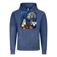 Vintage Denim halloween tree and ghosts Vintage Hoodie - AdoDesignShop