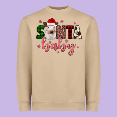 Santa Baby Cow Heavyweight Sweatshirt Designed By Jahusdesignshop