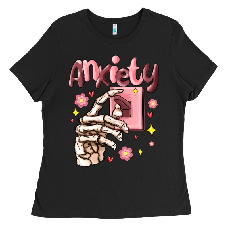 Anxiety Skeleton Hand Ladies Tee by MaliasSmallBusiness | Teevron