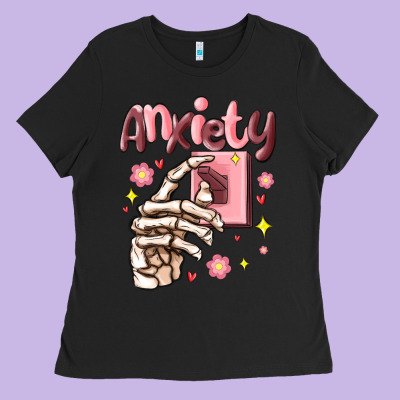 Ladies Tee anxiety skeleton hand