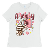 White anxiety skeleton hand Ladies Tee - MaliasSmallBusiness