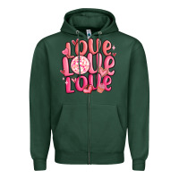Sports Green love love love valentines day Zipper Hoodie - MaliasSmallBusiness